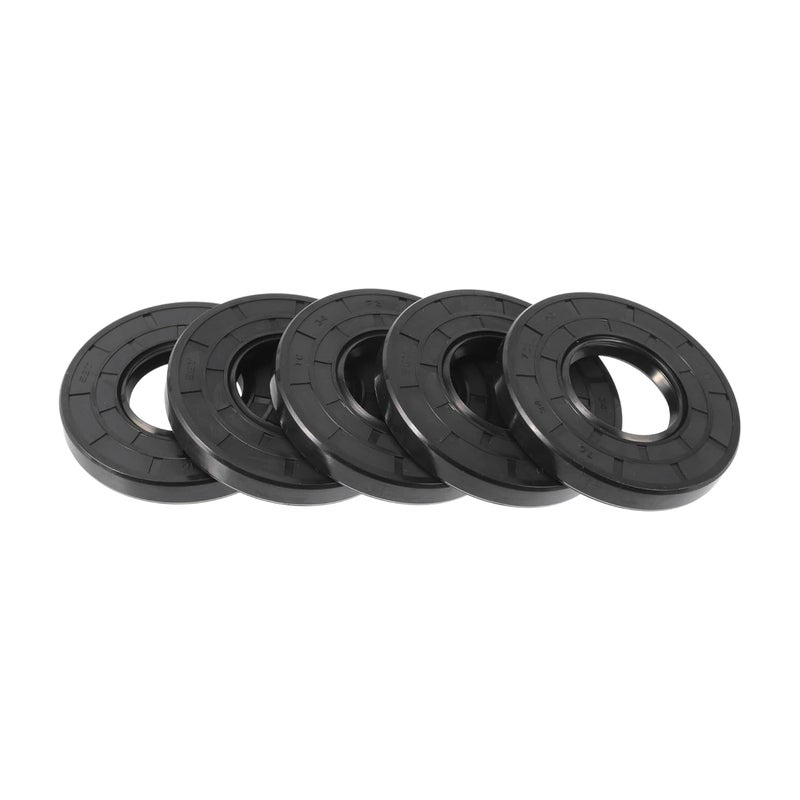 TUCKBOLD Universal Oil Seal TC Double Lip W Steel Spring Seal Ring Rotary Shaft Seal 34x72x10mm High Pressure NBR Rubber Black 5 Pcs - Image 1